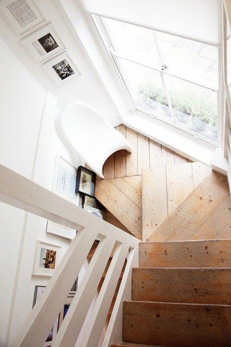 Pins of the week at The Design Library Au 3rd May - A stair case with timber treads and white rails | desiglibrary.com.au