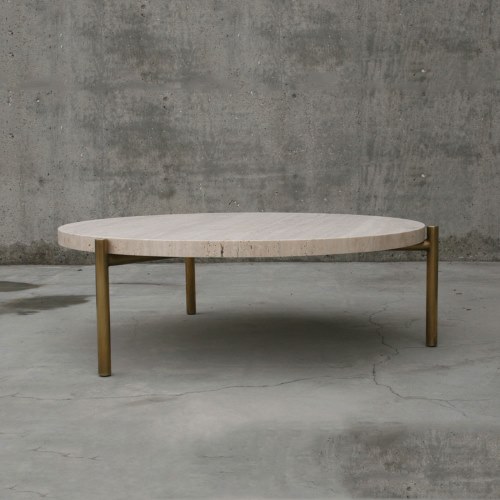 Travertine side table with brass legs - Spence and Lyda - Interior DesignMagazines - www.designlibrary.com.au