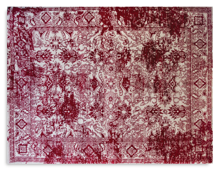 Rugs Carpet and Design - Distressed Botanical Red Rug - Belle Magazine Aug - Sep 2015 | designlibrary.com.au