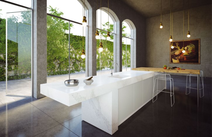 Kitchen Designs - Marble Look Island