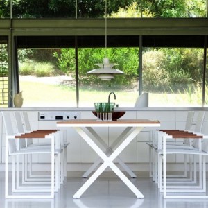 Outdoor Furniture - 20 Great Pieces to Consider - Coast White Cross Leg Dining Table from Harbour Outdoor - Urban Couture - www.designlibrary.com.au