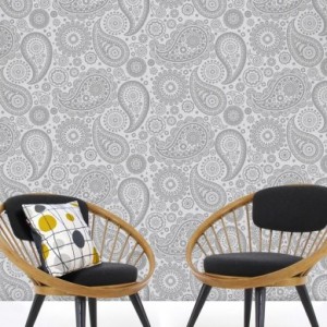 50 Shades of Grey In Interiors - Mini Moderns - Paisley Crescent Wallpaper - Col Concrete - www.designlibrary.com.au
