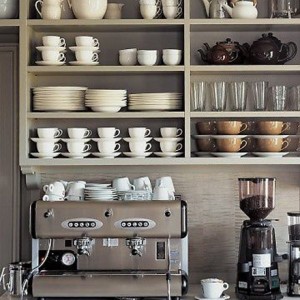 Kitchen Designs 17 Storage Solutions - Open cupboards over the coffee machine - www.designlibrary.com.au