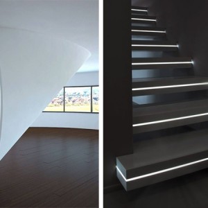 Round Covered Stairs & Lighting Strips placed in the tread - The Ultimate Guide To Stairs Design - Stairs Regulations Part 2 of 3 - www.designlibrary.com.au