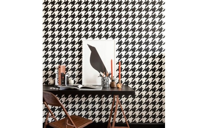 Within The Pages - DesignLibrary.com.au - Vision Wallcoverings - Houndstooth in black and white