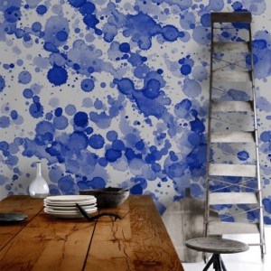 Scandinavian Wallpaper and Decor - Watercolours Blue Drops - Within The Pages Interior Design Magazines | designlibrary.com.au